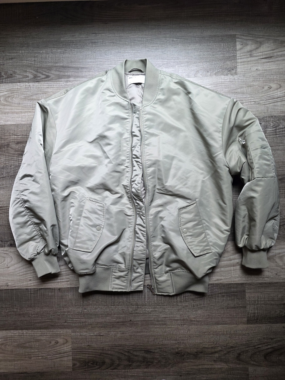 ASOS Men's Bomber Jacket In Sage Green
